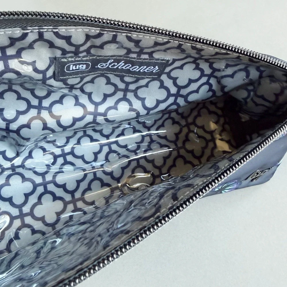NWT Lug Schooner Butterfly Grey 3-Piece Cosmetic Makeup Travel Pouch Storage Set